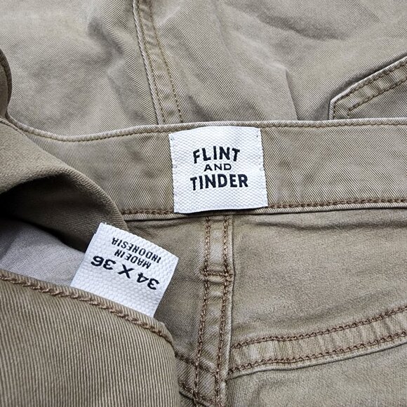 Flint and Tinder Pants Mens 34x36 Actual 32x33 Khaki 5 Pocket Huckberry 365 Pant - Picture 8 of 8